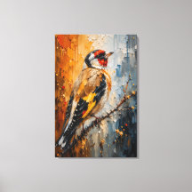 Golden Goldfinch Impasto – Luxury Bird Painting