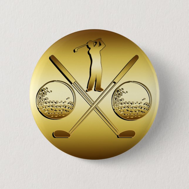 GOLDEN GOLF 6 CM ROUND BADGE (Front)