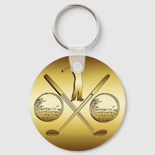 GOLDEN GOLF KEY RING