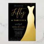 Golden Gown Fifty & Fabulous 50th Birthday Gold<br><div class="desc">Golden Gown Fifty & Fabulous 50th Birthday Gold Foil Invitation
Fifty & Fabulous!

See other invitations in our Niche and Nest Store</div>