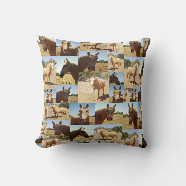 **"Golden Grace: A Palomino Photo Collage"** Cushion (Front)