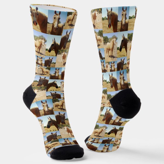 **"Golden Grace: A Palomino Photo Collage"** Socks (Angled)