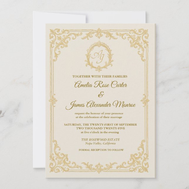 Golden Grace – Elegant Foil Wedding Invitation (Front)