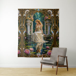 Golden Grace Of Urella Vantaevus Prellian Cloister Tapestry