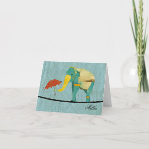 Golden Graceful Elephant Personalised Notecard