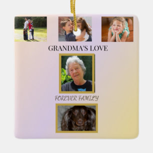 Golden Gradient 5-Photo Family Keepsake Ceramic Ornament