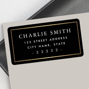 Golden gradient border black large return address label