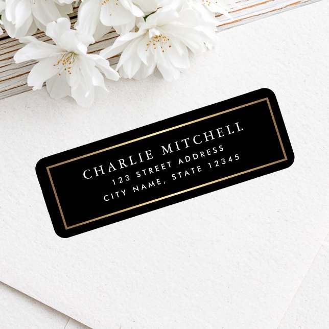 Golden gradient border black return address (Golden gradient border black return address label)