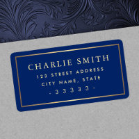 Golden gradient border large blue return address