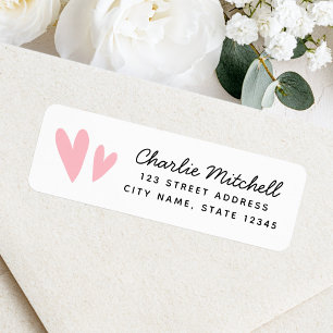 Golden gradient hearts script black return address