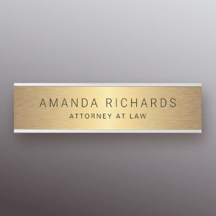Golden gradient name and title door sign