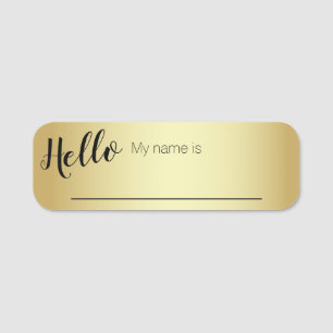Golden Gradient Script Hello Name Tag