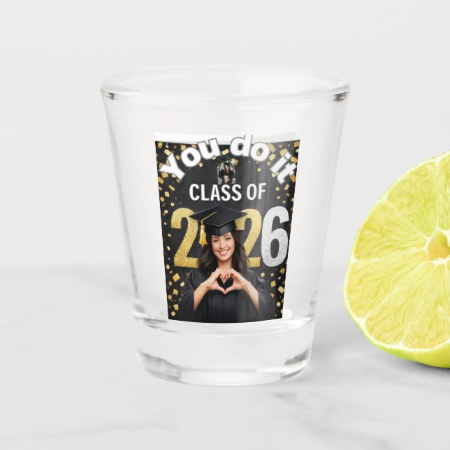 Golden Graduation  Shot Glass (Front)