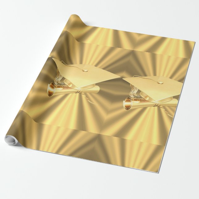 Golden Graduation Wrapping Paper (Unrolled)