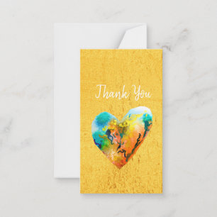 Golden graffiti heart watercolor art card