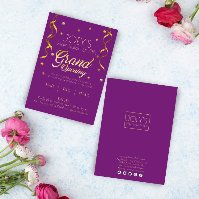 Golden Grand Opening Business RSVP Invitation Card (Creator Uploaded)