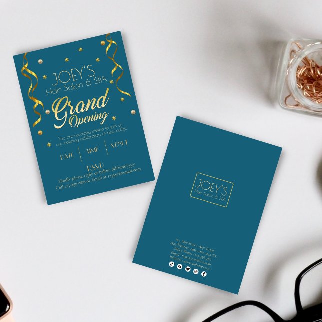 Golden Grand Opening Business RSVP Invitation Card (Creator Uploaded)