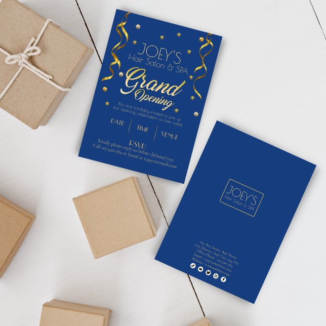 Golden Grand Opening Business RSVP Invitation Card (Creator Uploaded)