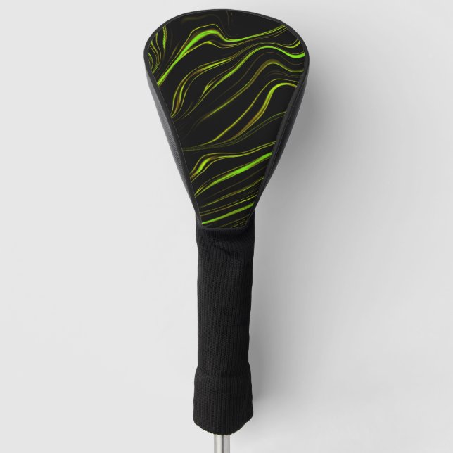 Golden grass or wavy green golden long strokes golf head cover (Front)