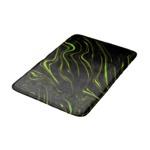 Golden grass, wavy green long traces on black fund bath mat