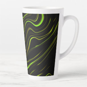 Golden grass, wavy green long traces on black fund latte mug