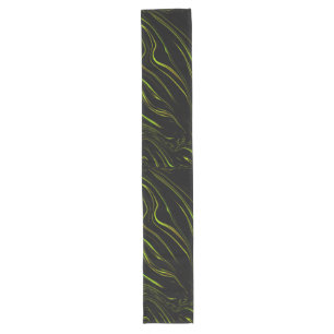 Golden grass, wavy green long traces on black fund long table runner