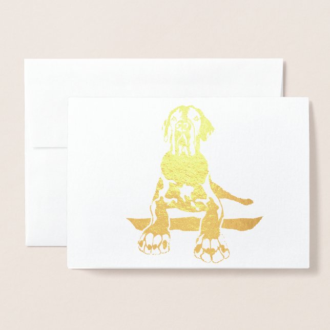 Golden Great Dane Foil Card (Front With Envelope)