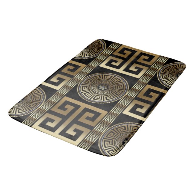 Golden Greek Key  Bath Mat (Angled)
