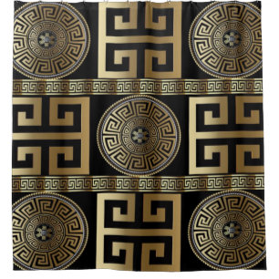 Golden Greek Key Shower Curtain