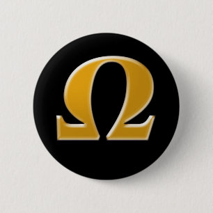 Golden Greek Omega - Symbol of Resistance 6 Cm Round Badge