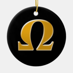 Golden Greek Omega - Symbol of Resistance Ceramic Tree Decoration