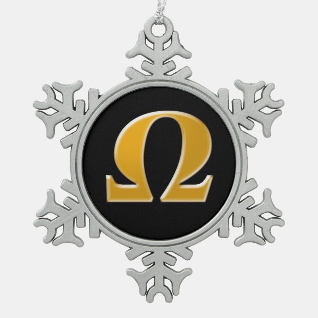 Golden Greek Omega - Symbol of Resistance Snowflake Pewter Christmas Ornament (Front)