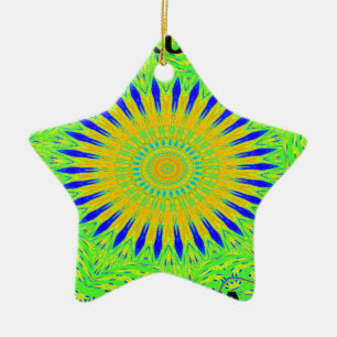 Golden Green African Traditional Fabric Colours Ceramic Tree Decoration