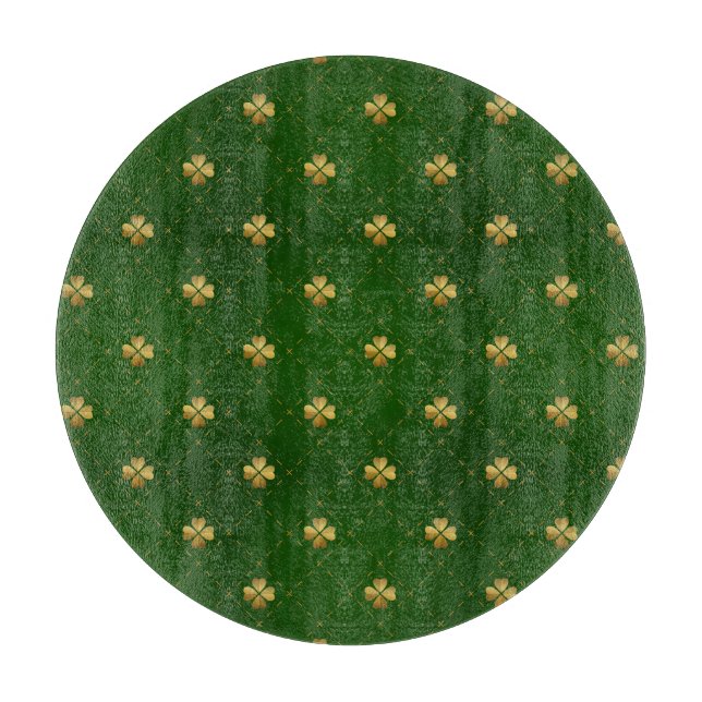 Golden Green Clover Pattern Cutting Board (Front)