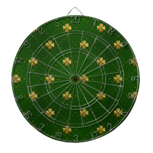 Golden Green Clover Pattern Dartboard