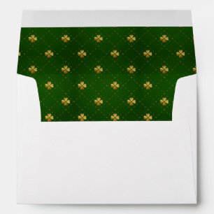 Golden Green Clover Pattern Envelope