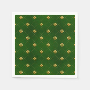 Golden Green Clover Pattern Napkin