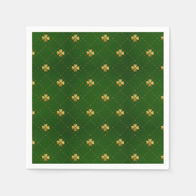 Golden Green Clover Pattern Napkin (Front)