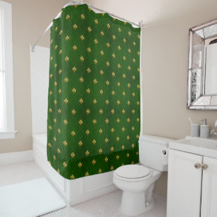 Golden Green Clover Pattern Shower Curtain