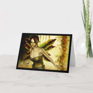 Golden Green Faerie Holiday Card