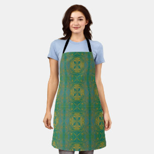 Golden Green Flower Mandala Apron