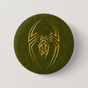 Golden Green Iron Spider 6 Cm Round Badge