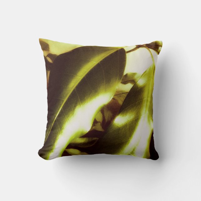 Golden Green Leaves Cushion (Front)