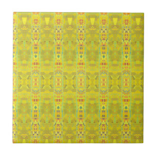 Golden green mosaic geometric design kitty voices tile