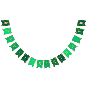 Golden Green Puppy Dog Kid's Birthday Bunting