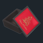 Golden Green Red Merry Christmas Magnetic Wooden  Gift Box<br><div class="desc">Festive Red Golden Tree Merry Christmas Gift Box. Features a golden Christmas tree and a hand written script text. 
@Miri Creations - Created For You Only with You in Mind. All rights reserved.</div>