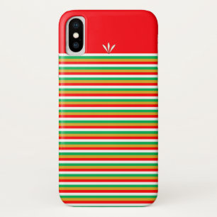 Golden Green Red White Striped iPhone X Case