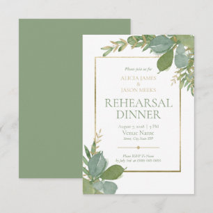 Golden Greenery Rehearsal Dinner Invitation
