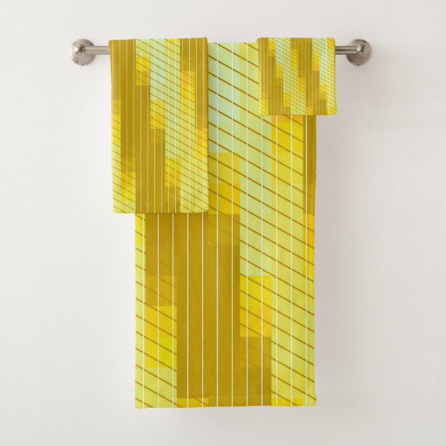 Golden Grid Abstract Bath Towel Set (Insitu)