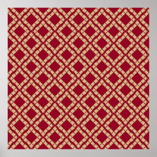 Golden grid geometric seamless pattern in oriental poster